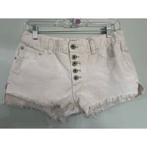 Free People Cream Denim Cutoff Shorts Women’s W25 High Rise Button Fly
